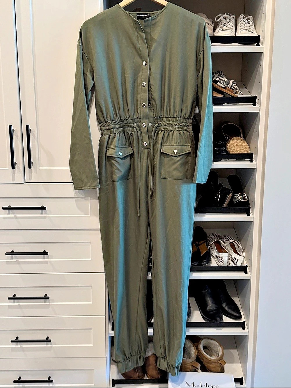 PrettyLittleThing Utility Long Sleeve Jumpsuit Olive Jumpsuit